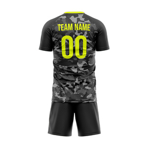 ชุดเสื้อฟุตบอลสีดำเหลืองล้วน โพลีเอสเตอร์ 100% ปักชื่อทีมได้ แขนสั้น ไซส์ใหญ่พิเศษสำหรับผู้ชาย ป้องกันรังสียูวี แห้งเร็ว สำหรับออกกำลังกาย - Product Image 3