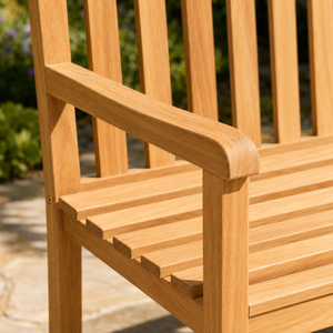 Banc de jardin en bois massif de qualité supérieure avec dossier et accoudoirs à lattes pour terrasse, pelouse, balcon et parc - Product Image 6