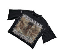 ERKEK Özel Tasarım Yüksek Kalite Pamuklu Vintage Grafik Sokak Giyim Tişörtü Bol Kesim Kırpılmış Stil Taşlı Nefes Alabilen Jersey