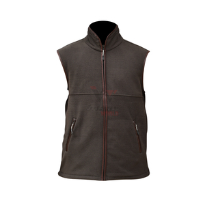 Chaleco sin mangas de forro polar marrón con cuello alto y cremallera completa, informal, para exteriores, cortavientos, con bordado personalizado, para caza - Product Image 2