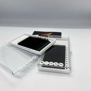 Extensions de cils individuelles classiques en gros, plateau de cils coréens en PBT, naturels, doux, noirs mats, cils simples courbure C CC D, qualité supérieure - Product Image 3