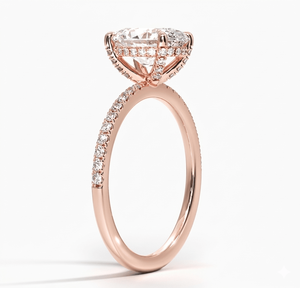 Bague de fiançailles en diamant taille ovale Juliet avec bande pavée halo pour femme, diamants de laboratoire - Product Image 4
