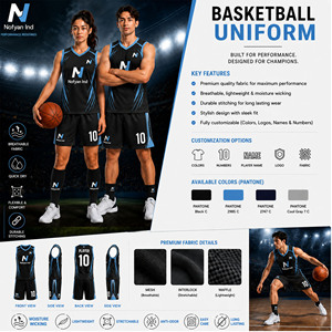 ชุดยูนิฟอร์มบาสเก็ตบอล OEM Nofyan Ind เสื้อและกางเกงขาสั้นสำหรับผู้ใหญ่ 男女  ระบายอากาศได้ดี น้ำหนักเบา ผลิตจากโพลีเอสเตอร์ พิมพ์ลายแบบ Sublimation ปรับแต่งได้ - Product Image 1