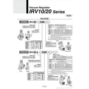 Catégorie (régulateurs de pression) Régulateur de vide SMC Pneumatics IRV20-C08LG - Product Image 2