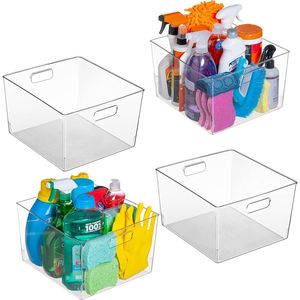 Set di 4 Contenitori in Plastica Trasparente XL per Organizzazione di Cucina, Frigorifero, Dispensa e Armadi - Product Image 1