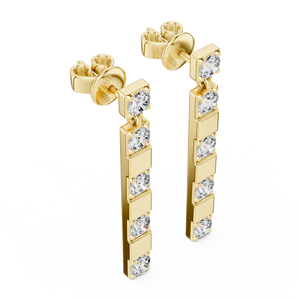 Exclusivo Juego de Pendientes de Lujo Chapados en Rodio con Diamantes Cultivados en Laboratorio de Oro Amarillo de 18 Quilates con Corte Brillante, Certificados por IGI, para Uso Diario, Glamorosos - Product Image 1