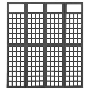 Separador de ambientes de madera maciza de abeto de 4 paneles/enrejado en negro 63,4 "x 70,9" - Product Image 3