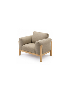 Sillón Escandinavo de Tela con Estructura de Madera, Respaldo Acolchado Suave, Asiento Individual para Sala de Estar, Hotel, Villa, Apartamento - Product Image 3