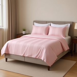 Juego de Sábanas de 6 Piezas, Tamaño Matrimonial/Doble, 300 Hilos, Satén a Rayas de 2CM, Ropa de Cama para Hotel y Hogar, Incluye 3 Sábanas Ajustables - Product Image 2
