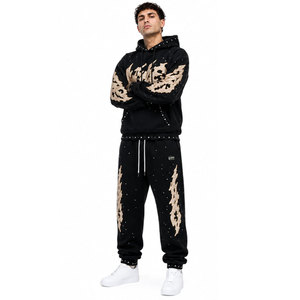 Ensemble de survêtement personnalisé pour homme, style urbain, avec lettres brodées, comprenant un sweat à capuche de haute qualité et un pantalon de jogging ample - Product Image 2