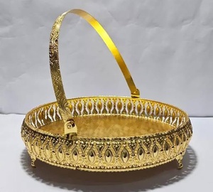 Luxury Industry Trending Beautiful Cut Work Rounded Metal Basket Handle Eco-Friendly Multi-Purpose for Snacks <b>Fruits</b> Gifting - Product Image 6