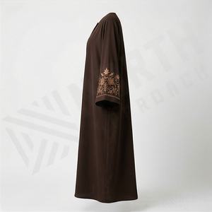 2025 OEM Kimono Abaya pour femmes musulmanes, en tissu polyester épais, doux et très extensible, col en V, manches longues, pour fêtes, Ramadan, mariages - Product Image 3