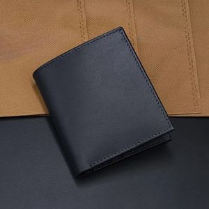 <b>Zipper</b> Pocket Men <b>Wallet</b> Black Leather Bifold Smooth Card Slots Plain Design Interior Compartment Cash Storage Classical Useful - Product Image 1