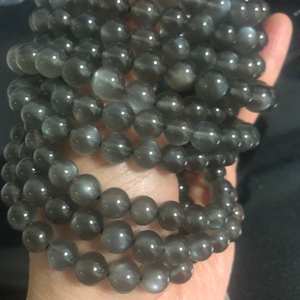 Cuentas redondas de piedra lunar gris natural, hilo de cuentas sueltas para la fabricación de joyas, pulseras, collares y manualidades. - Product Image 5