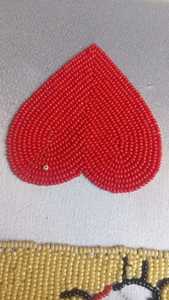 Handmade High Quality Glass Seed <b>Bead</b> Heart Patch <b>Red</b> for Heart Applique Embroidered Decorative Motif Box - Product Image 5