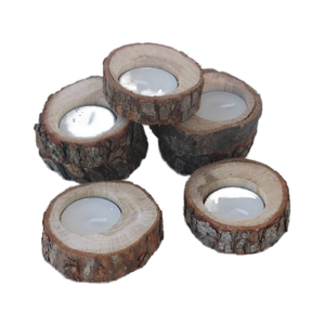 Bougeoir conique en bois naturel fait à la main rustique vintage décor de table doux et chaud lueur support artisanal fabriqué - Product Image 1