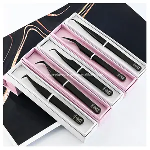 Pince à épiler professionnelle pour extensions de cils à pointe en fibre, 90 degrés, pour volume, rehaussement et teinture, isolation de précision - Product Image 1