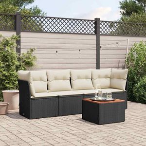 Conjunto de Sofás Modulares Grandes de Ratán Sintético Negro para Jardín - Product Image 1