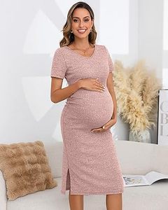Vestido de Maternidad de Lana Tejida Personalizado en Oferta, Vestido Informal para Embarazadas y Lactancia al Aire Libre, Transpirable para Damas - Product Image 4