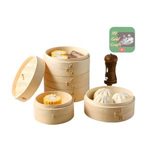 Stackable Bamboo Steamer Basket <b>Set</b> Nested Design for USA Europe Kitchenware Wholesalers Direct Factory Export - Product Image 1