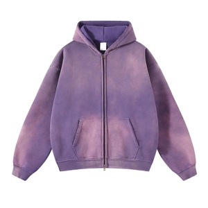 Men's Oversized <b>Zip</b>-Up Hoodie 100% Cotton French Terry Solid Color Casual Lined Breathable Winter Wear - Product Image 6