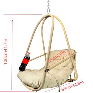 Sedia a dondolo a uovo con supporto a C per interni/esterni, in vimini e rattan, con cuscino incluso - Product Image 5