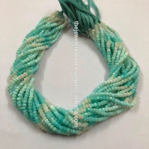 4mm Natural Blue Peruvian <b>Opal</b> Stone Faceted Rondelle Gemstone Beads Strand Jewelry Making Semi Precious Genuine IGI Certified - Product Image 3