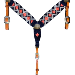 Collar de Pecho para Caballo Estilo Western Hecho a Mano de Primera Calidad con Diseño Azteca Tejido en Cuero Ajustable para Equitación Venta al Por Mayor - Product Image 3