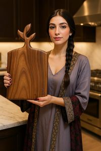 Planche à découper en bois pour la cuisine – Grande surface de découpe en bois avec rainure pour les jus, style bloc de boucher épais, sans danger pour les couteaux - Product Image 2
