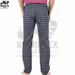 Custom Logo Print Purple Blue Plaid Mid Waist Flannel Men's Pants Custom Men Flannel Pant <b>Trousers</b> Men's Sweatpants Open Bottom - Product Image 2