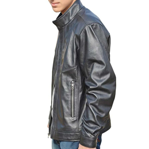 Chaqueta de Cuero Negra para Hombre 2024, Cuello Alto, Capucha, Tela de Lona, Estilo Urbano, Servicio OEM, Producto Nuevo, Manga Larga - Product Image 4