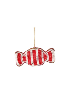 Beaded Candy Ornament Red White Striped Sweet Style Decoration Accessory - Product Image 1