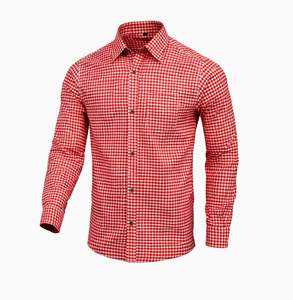 Chemise de festival bavaroise rouge pour homme, décontractée, anti-boulochage, en coton, manches longues, du S au 4XL - Product Image 1