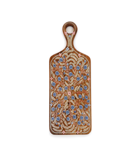Planche à découper en bois artisanale à motifs floraux, plateau de service décoratif, plateau à fromage et charcuterie artisanal en émail, motif floral - Product Image 1