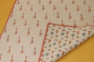 Beautiful Playful <b>Giraffe</b> Print Organic Cotton Baby Quilt Hand-block Printed Reversible Nursery Quilt <b>Light</b> Weight For Home - Product Image 2