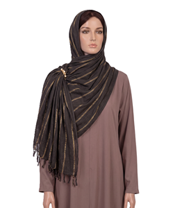 Wholesale Women <b>Shawl</b> Solid Gold Zari Vertical Stripe Tassel Fringe Lightweight Breathable Long <b>Wrap</b> Scarf OEM ODM Custom All - Product Image 3