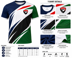 T-shirt sportif à manches courtes et col rond pour homme Dumela, imprimé géométrique, séchage rapide, respirant, logo frontal, tricoté, 100 % polyester, coupe ajustée - Product Image 6