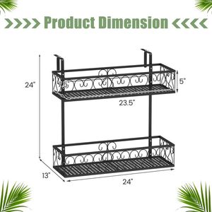 Support de pot de fleurs réglable avec 2 paniers de plantation, mobilier de patio avec crochets élégants - Product Image 5