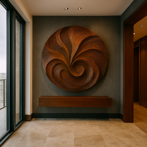 Art mural rond en bois biologique fait à la main Luxali, sculpture en bois Art déco, thème plantes/fleurs pour l'intérieur, cadeau pour la maison, anniversaires - Product Image 5