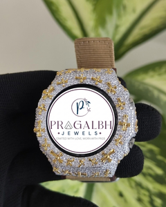 Reloj de Lujo Personalizado para Hombre con Moissanita, Motivos Cruzados Totalmente Adornados, Correa de Acero Inoxidable y Caucho, para Hombre y Mujer - Product Image 2