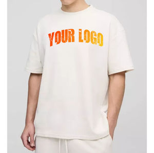 T-shirt unisexe en coton 100% de haute qualité, blanc, luxe, personnalisable avec logo, coupe ample, tricoté, style hip-hop, pour hommes - Product Image 1