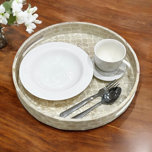 Impresionante Bandeja Redonda de Concha Marina Fabricada en Vietnam con Patrón de Escamas de Pescado, Decoración para el Hogar, Plato para Almacenamiento de Alimentos, Venta al por Mayor - Product Image 3