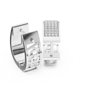 Pendientes de mujer de Plata de Ley 925 Lobe Luxe con diamantes CZ - Product Image 2