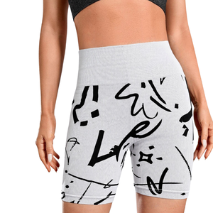 กางเกงขาสั้นยกกระชับสะโพกพิมพ์ลายเอง เอวสูง สำหรับโยคะ ออกกำลังกาย ฟิตเนส และเล่นกีฬา - Product Image 4