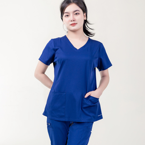 Ropa clínica personalizada poliéster rayón Spandex mujeres Scrubs médico Scrubs uniformes Scrub uniformes conjuntos - Product Image 4