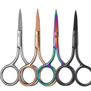 Stainless Steel Curved / Straight Sharp Non-Foldable Embroidery Scissors Right-Handed Eyebrow Crafting DIY Beauty Tools - Product Image 4
