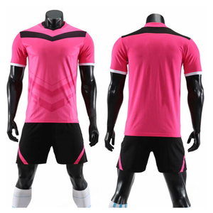 Ensemble de maillots de football personnalisés sublimés rose et noir, col en V, manches courtes, pour hommes, respirant, anti-transpiration, coupe athlétique, toutes saisons - Product Image 6