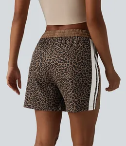 Women's Mid Waist Nonwoven <b>Shorts</b> Drawstring Pockets Solid Color Casual Style Breathable Eco-Friendly Waterproof Polyester - Product Image 2