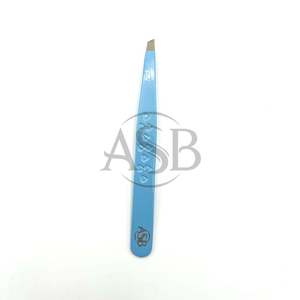 Pinzas de Punta Inclinada Azul Bebé con Corazón en las Mangos, Acero Inoxidable, Impresión de Logotipo Personalizado, Pinzas Profesionales para Cejas - Product Image 6