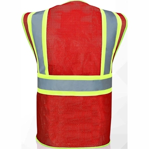 Chaleco de Alta Visibilidad para Hombre, Franjas Naranjas, Cierre de Cremallera, Transpirable, Poliéster, Ropa de Trabajo Informal, Venta al Por Mayor - Product Image 6